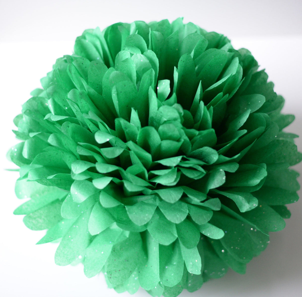 Emerald green with silver diamonds tissue paper pom poms - Decopompoms