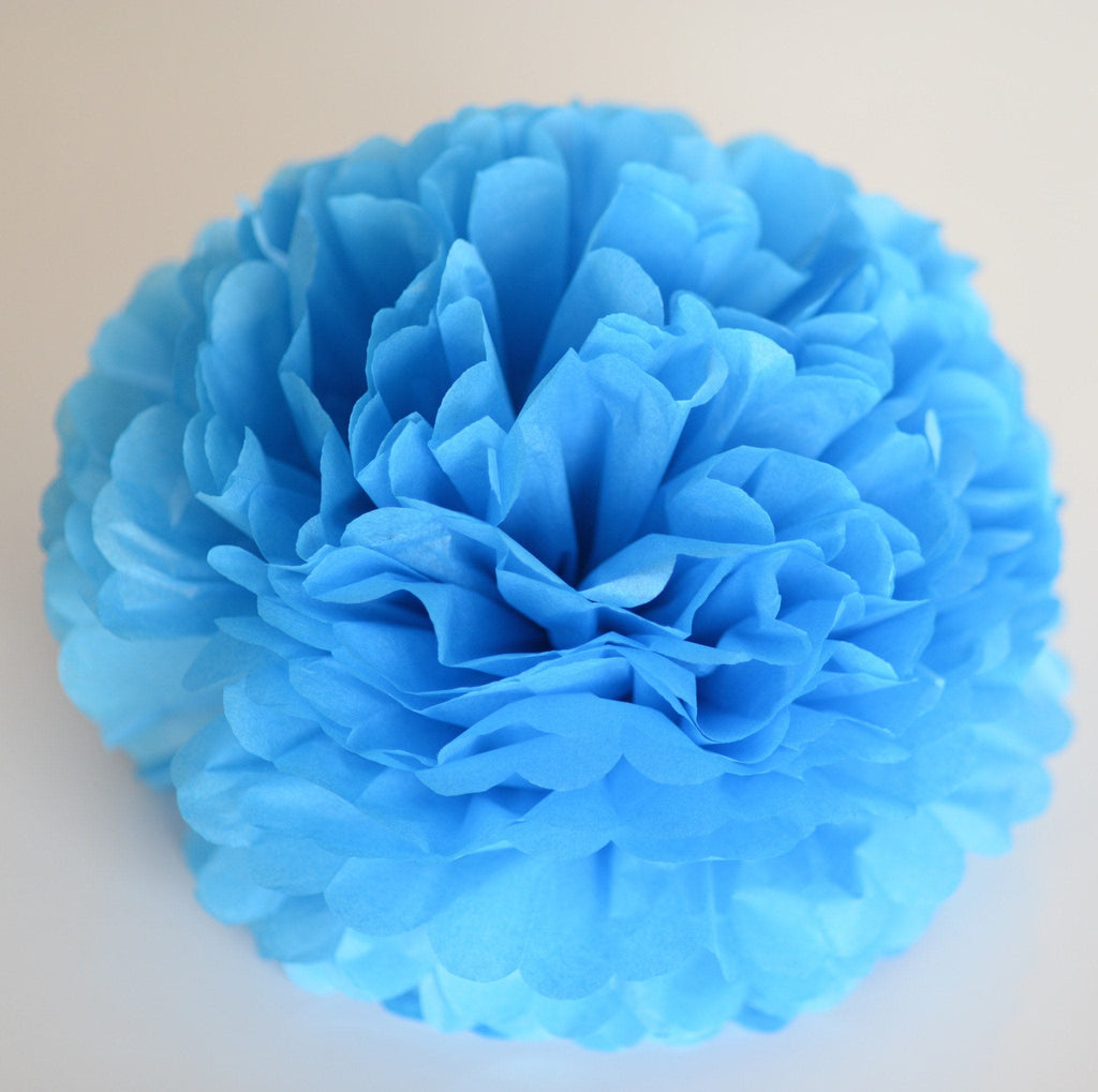 Fiesta blue tissue paper pom pom - Decopompoms