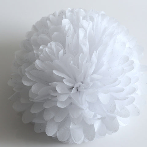 Gemstone Diamonds white tissue paper pom pom - Decopompoms