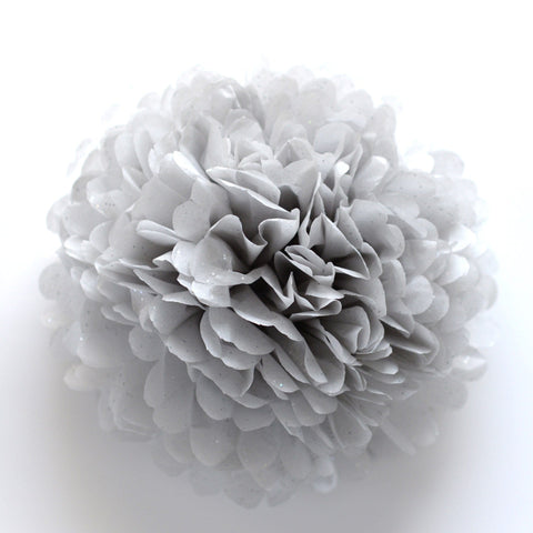 6 Charcoal Tissue Pom Poms