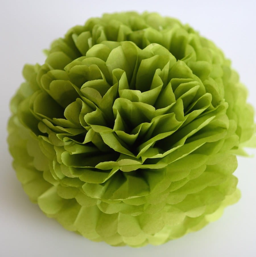 Green tea tissue paper pom pom - Decopompoms