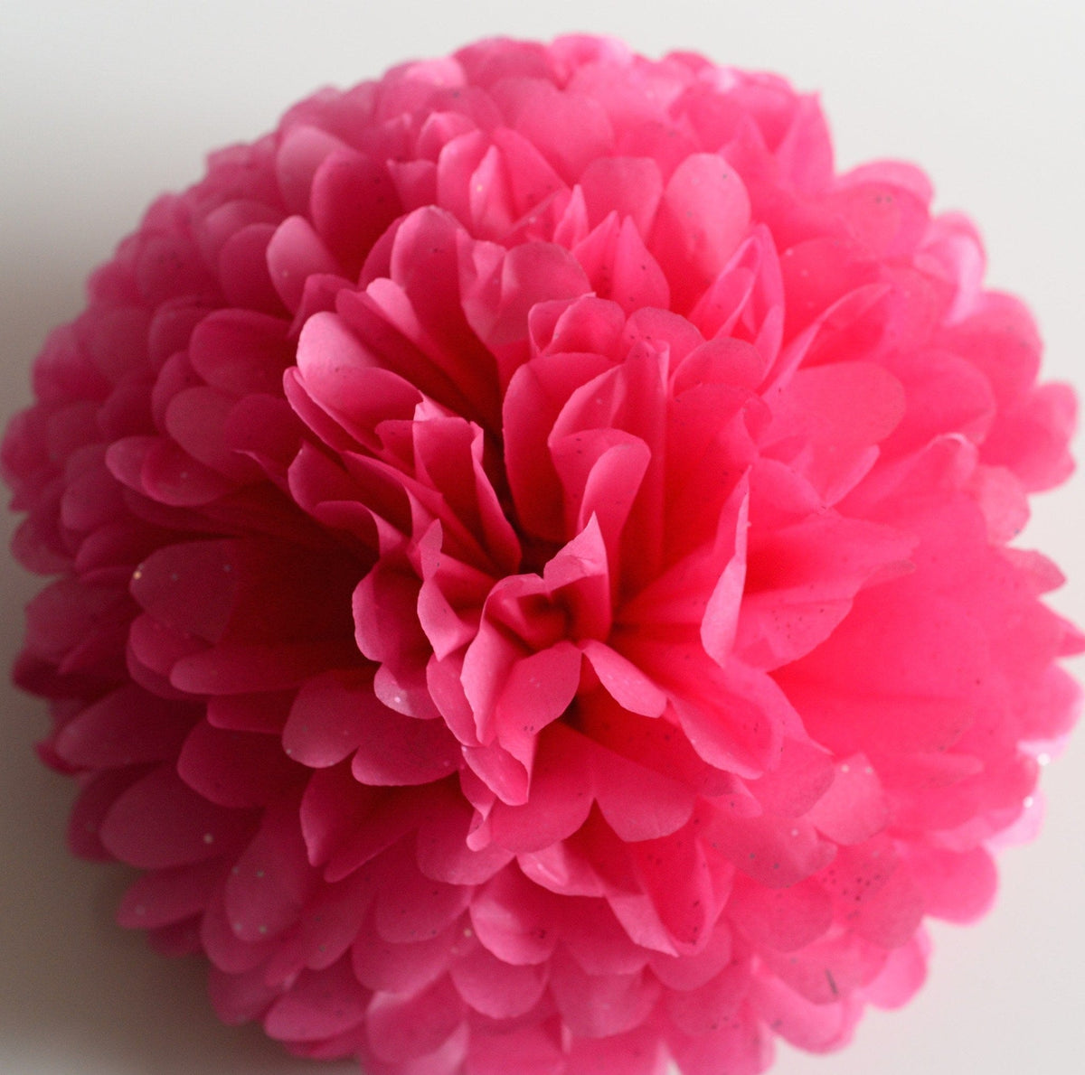 Hot pink with diamonds tissue paper pom pom - Decopompoms