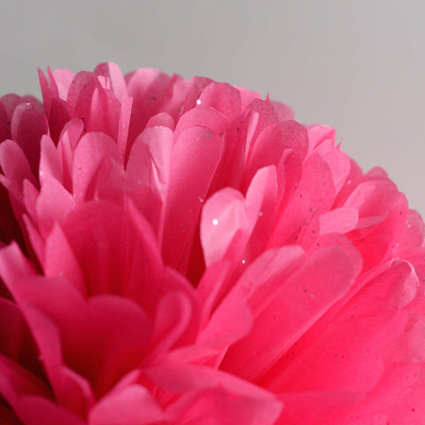 Hot pink with diamonds tissue paper pom pom - Decopompoms