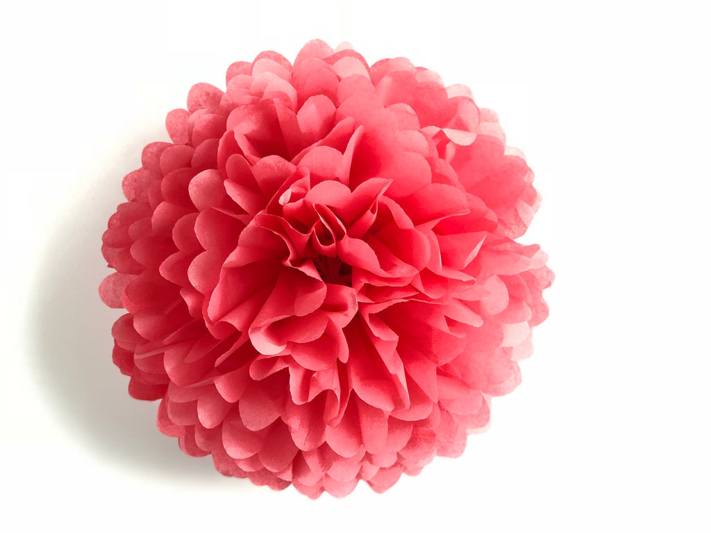 Island pink paper pom pom - Decopompoms