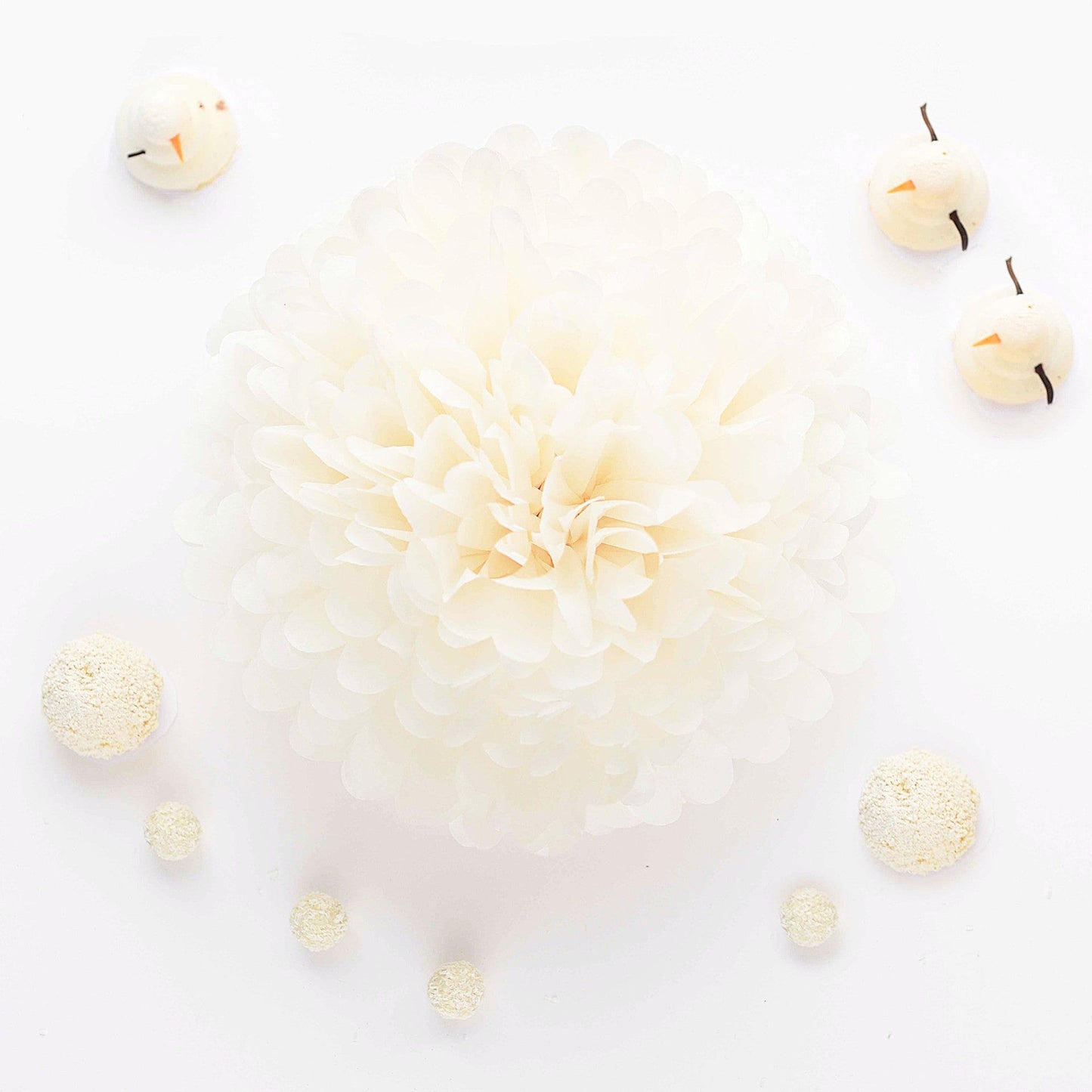 Ivory / cream tissue paper pom pom - Decopompoms