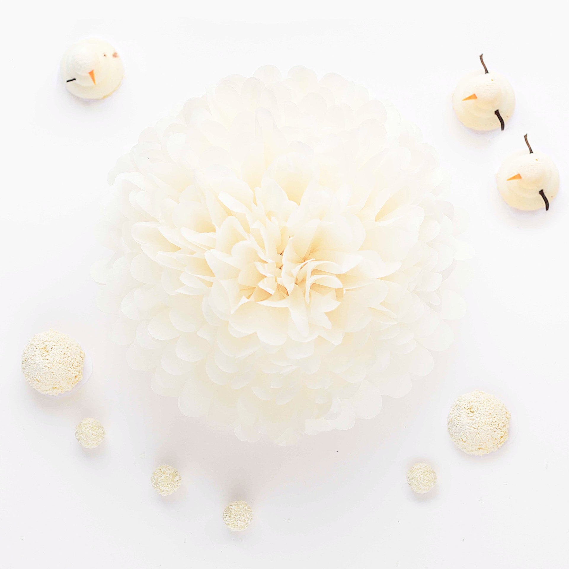Ivory / cream tissue paper pom pom - Decopompoms