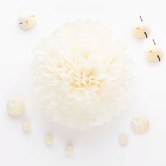 Ivory / cream tissue paper pom pom - Decopompoms