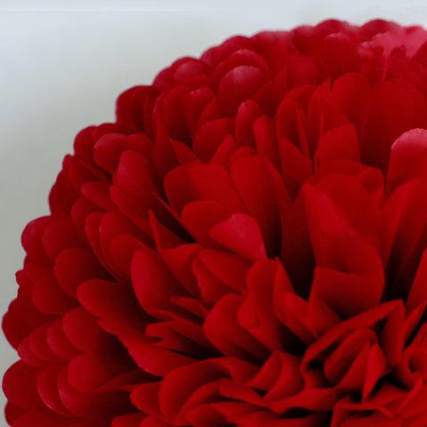 Large size cherry red tissue paper pom pom - Decopompoms