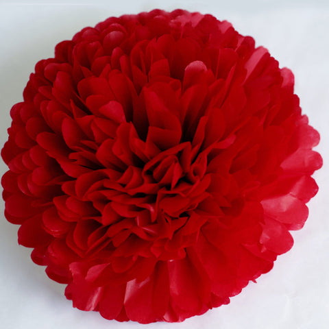 Large size deep red tissue paper pom pom - Decopompoms