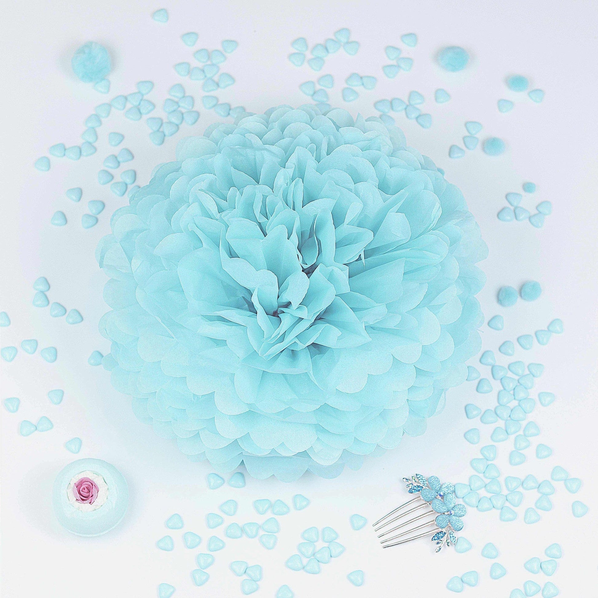 pom Large size Light blue tissue paper pom pom decopompoms