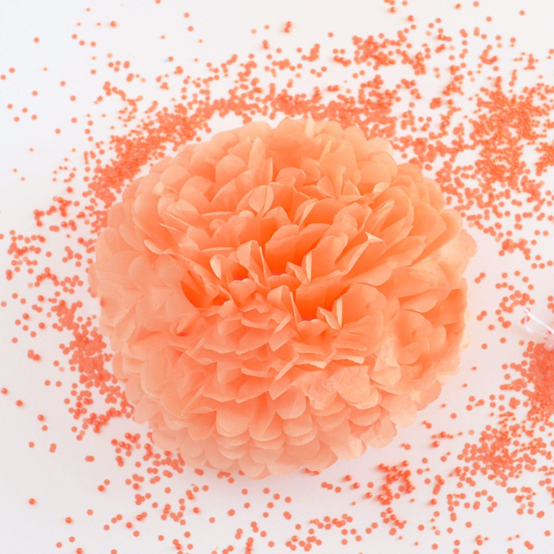 Large size Peach tissue paper pom pom - Decopompoms
