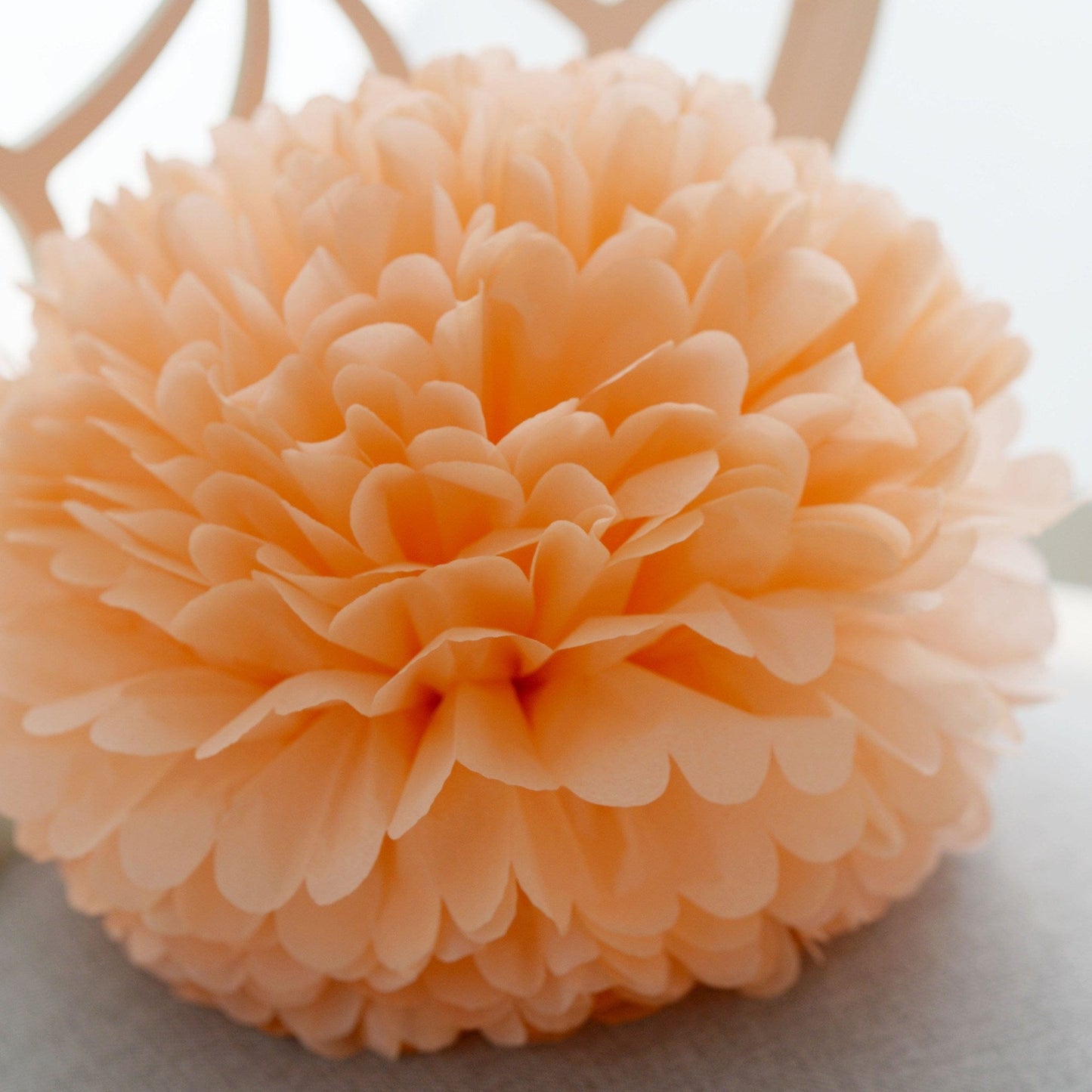 Large size Peach tissue paper pom pom - Decopompoms