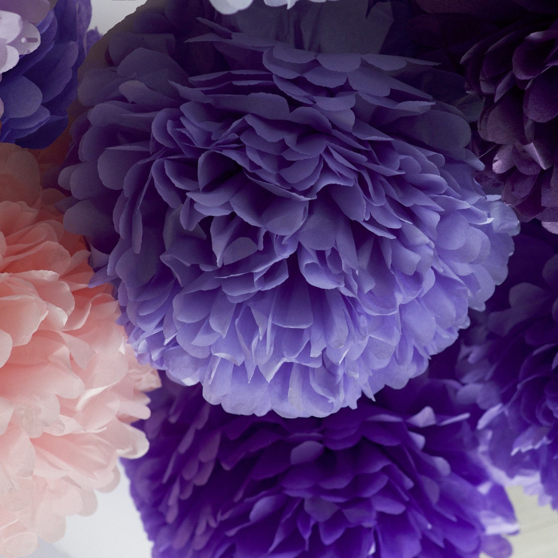 Large size purple tissue paper pom pom - Decopompoms