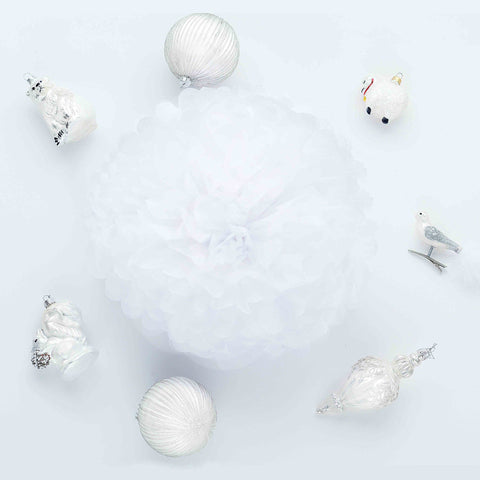 Large size White tissue paper pom pom - Decopompoms