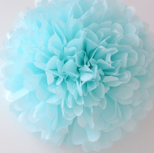 Light blue tissue paper pom pom - Decopompoms