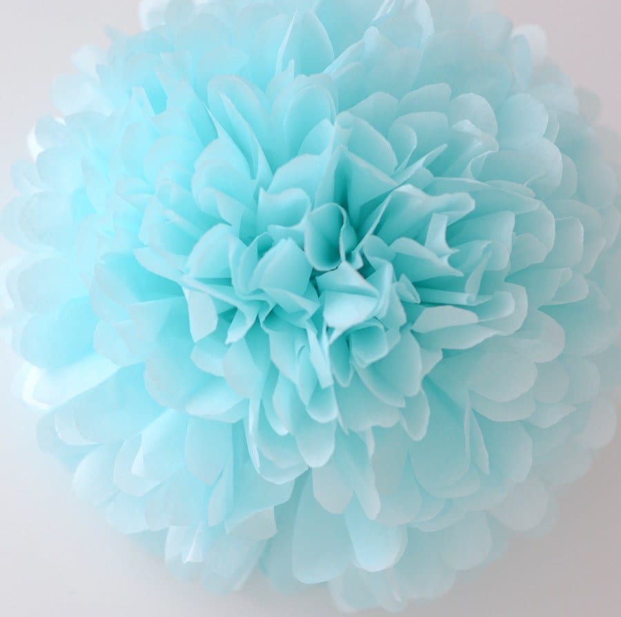 Light blue tissue paper pom pom - Decopompoms