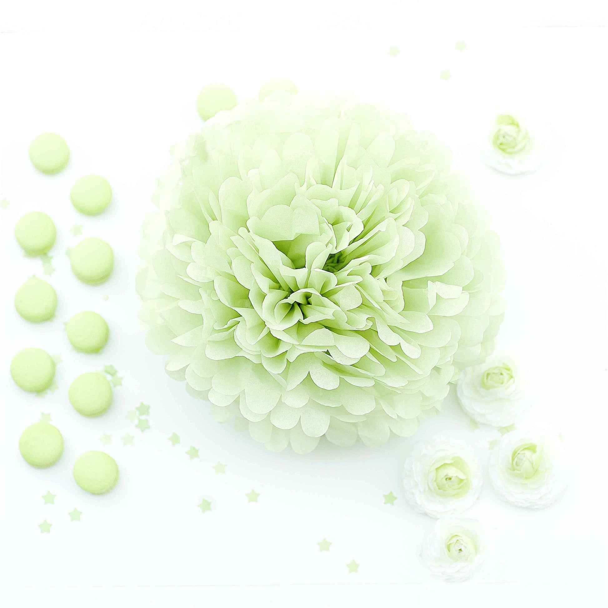 Light green tissue paper pom pom - Decopompoms