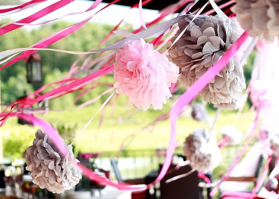 Light pink tissue paper pompom - Decopompoms