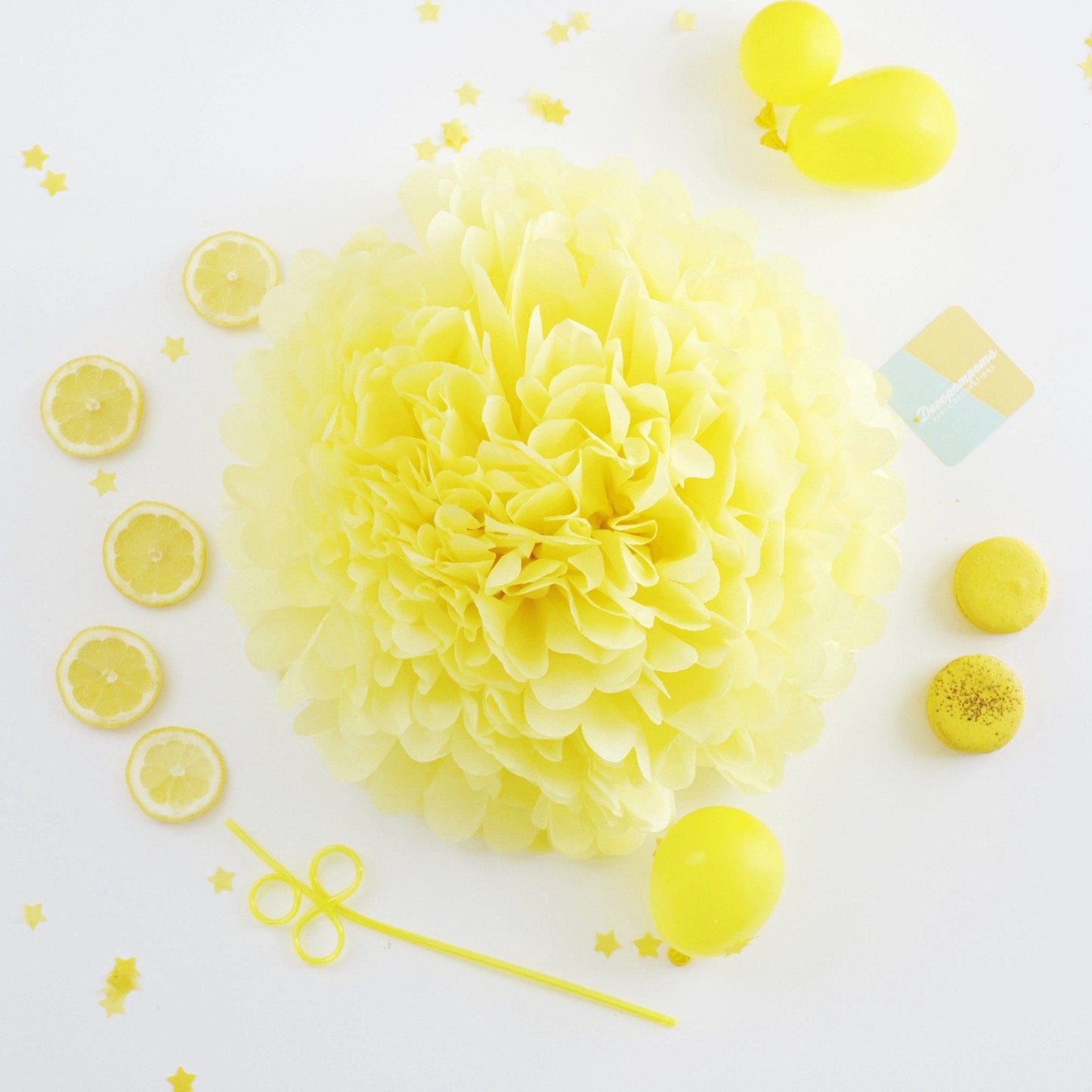 Light yellow tissue paper pom pom - Decopompoms
