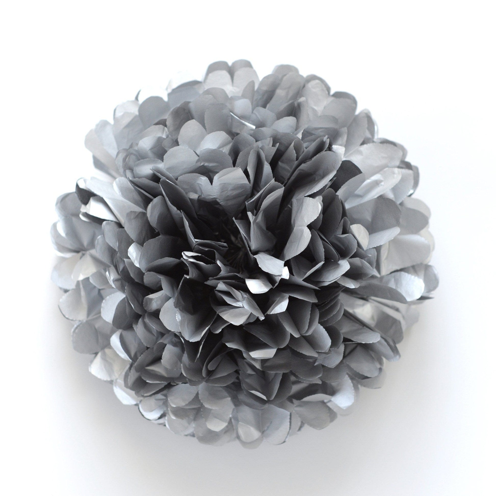 Metallic silver paper pom pom - Decopompoms