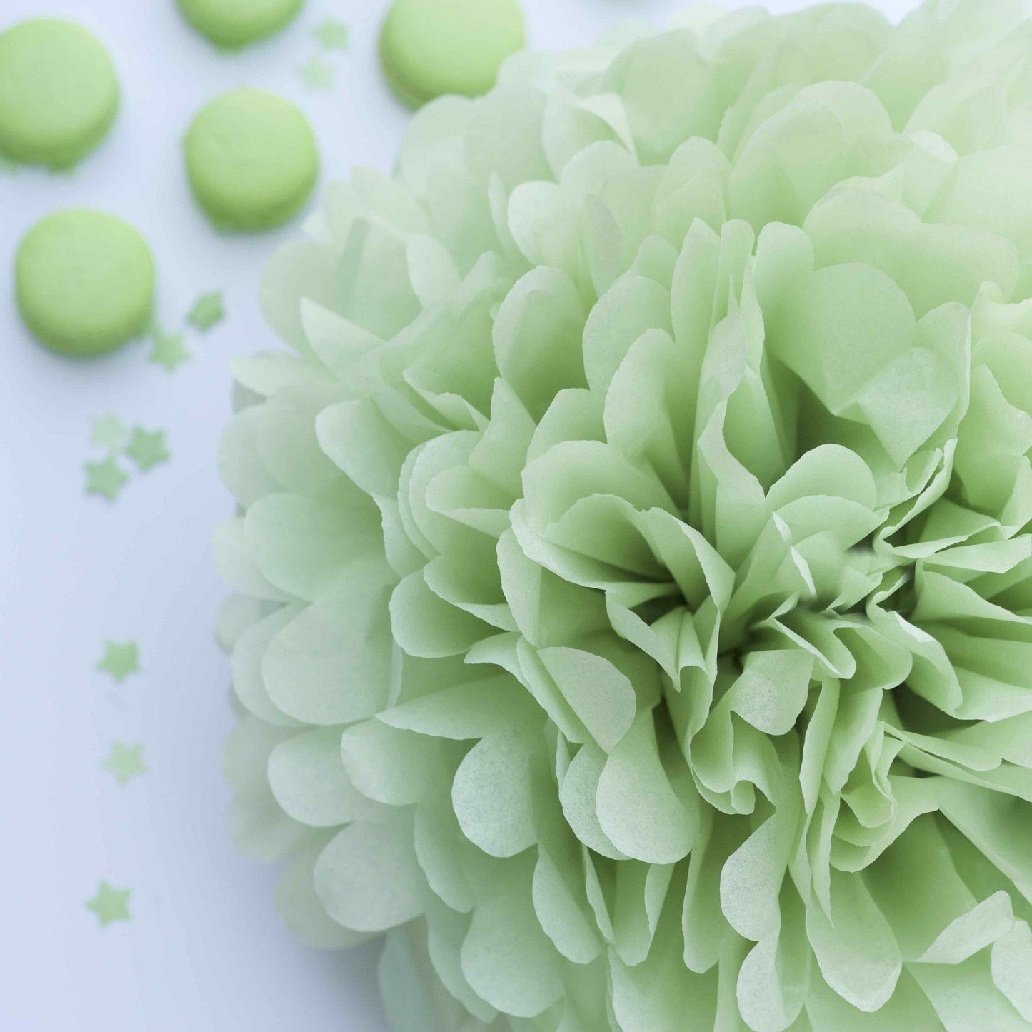 Mini 15cm Light green green tissue paper pom pom - Decopompoms