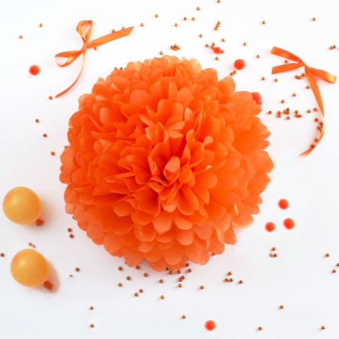 Orange tissue paper pom pom - Decopompoms