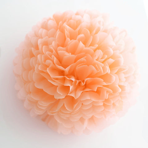 Peach tissue paper pom pom - Decopompoms