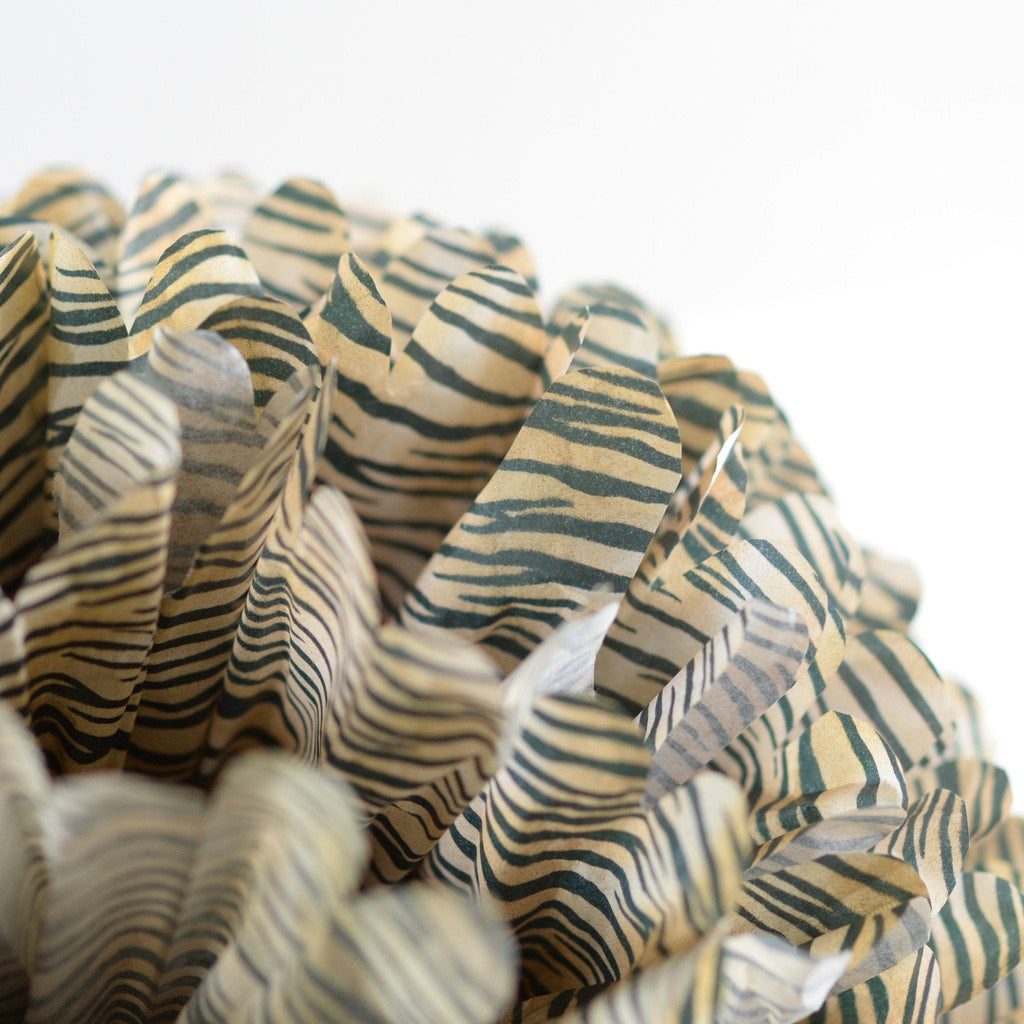 Printed Tiger tissue paper pom poms - Decopompoms