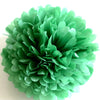 Shimmery Holiday green paper pom poms - Decopompoms
