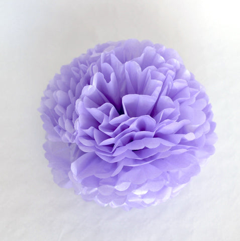 Shimmery lavender paper pom poms - Decopompoms