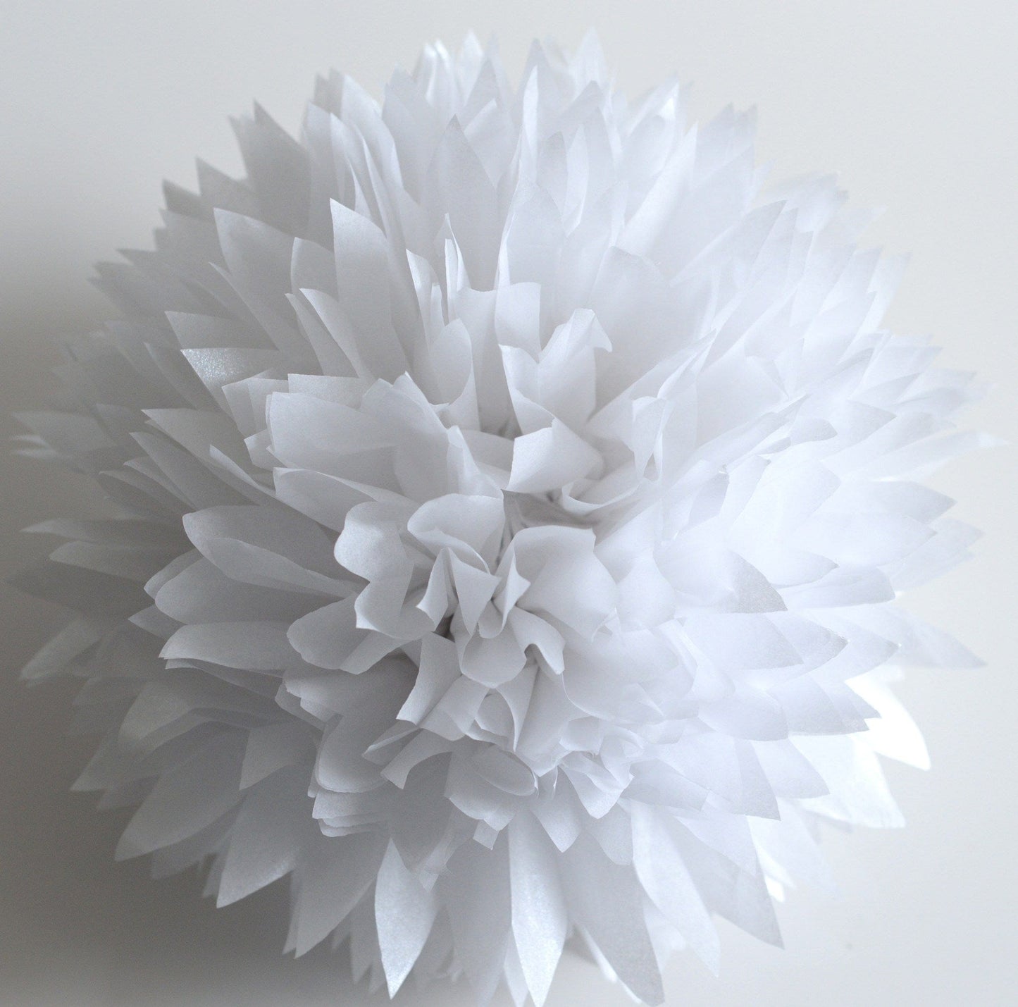 Shimmery Pearl white paper pom poms - Decopompoms