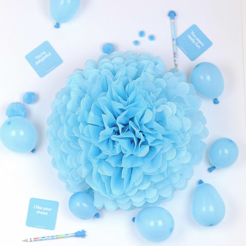 Sky blue tissue paper pom pom - Decopompoms