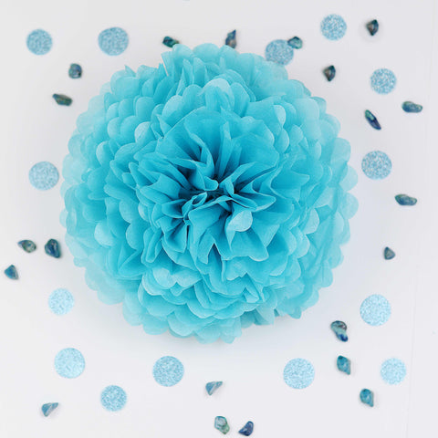 Turquoise tissue paper pom pom - Decopompoms