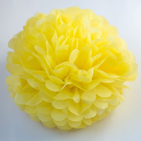Yellow tissue paper pom pom - Decopompoms