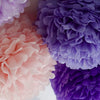 Purple and pink mixed size pom poms party set - Decopompoms