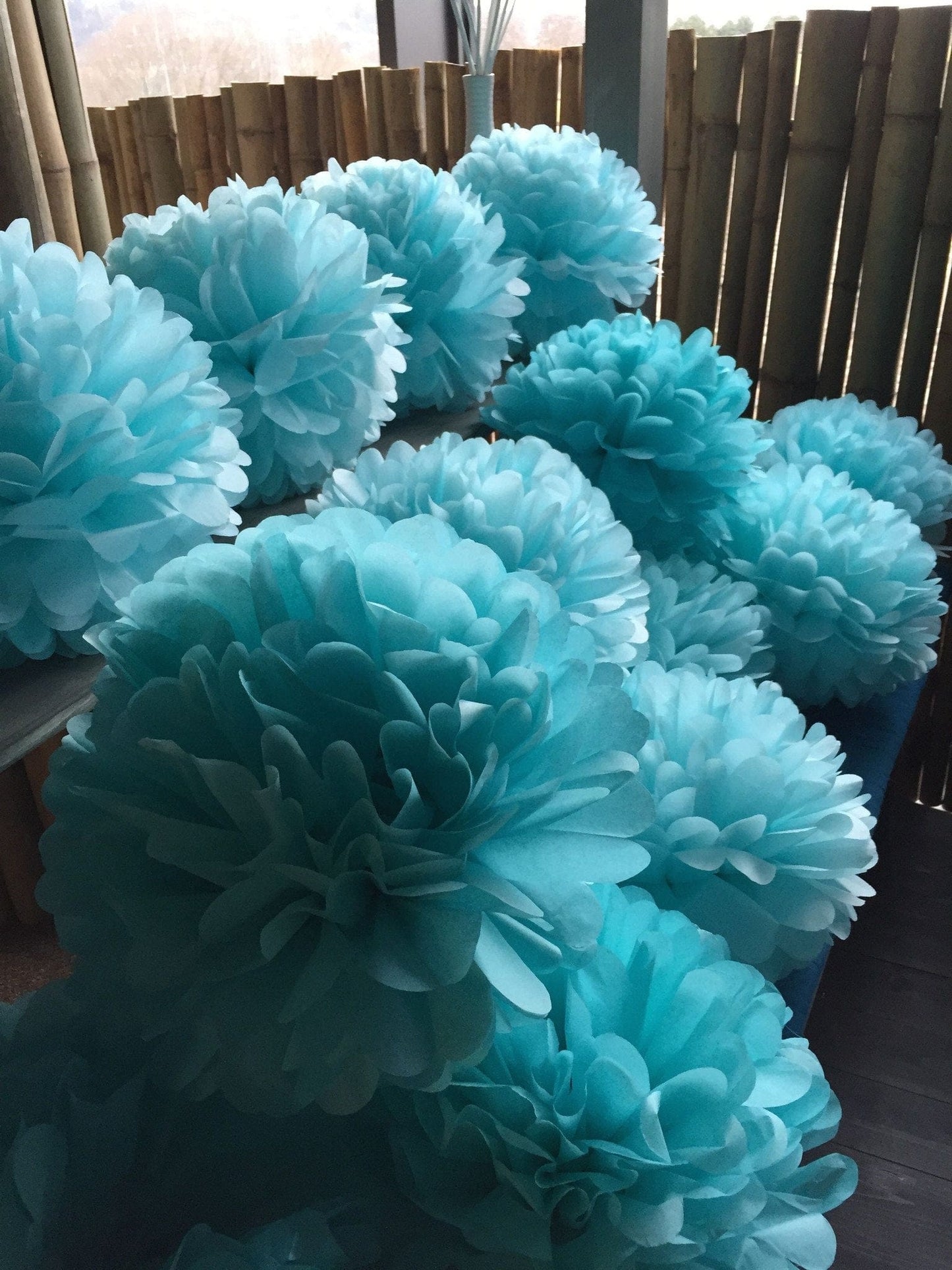 30 mixed size tissue paper pom poms party set - custom colors - Decopompoms