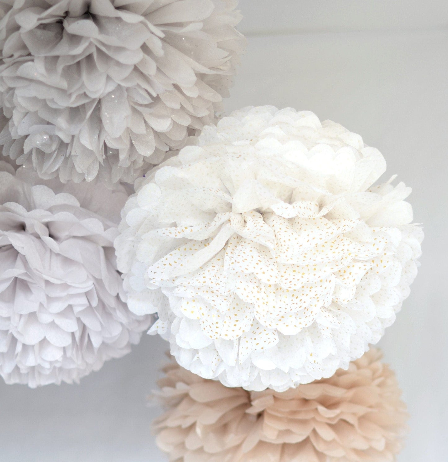 30 mixed size tissue paper pom poms party set - custom colors - Decopompoms
