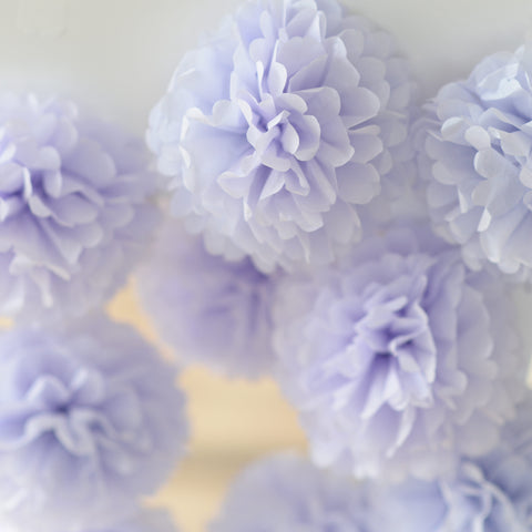 6 Lavender Tissue Pom Poms