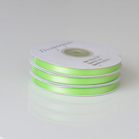 Citrus Green double sided satin ribbon roll 6mm/12mm/full roll 25m - Decopompoms
