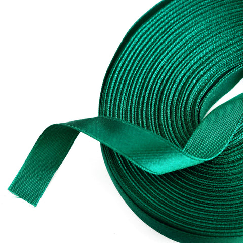 Holiday Green double sided satin ribbon roll - 6mm /12mm - full roll 25m - Decopompoms