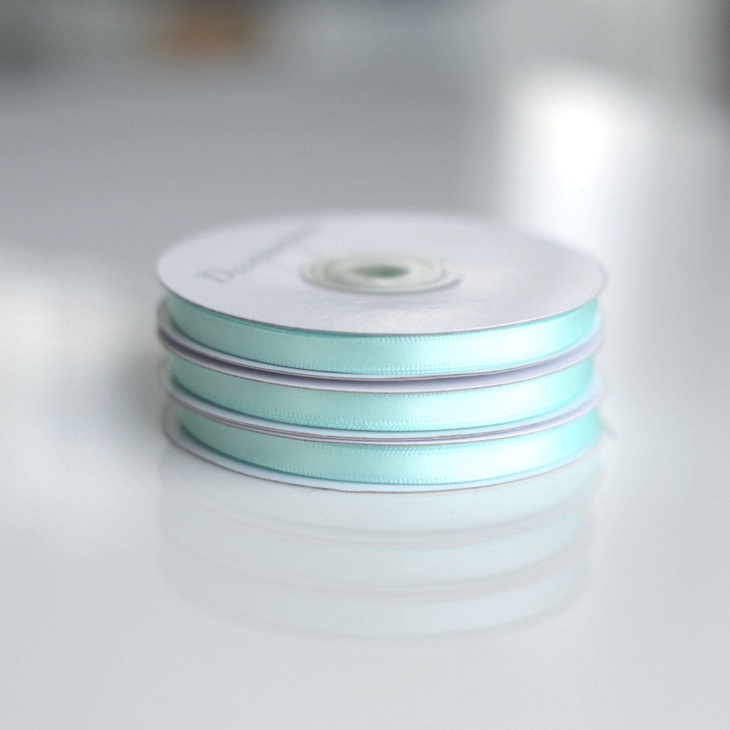 Mint double sided satin ribbon roll - 25m - Decopompoms