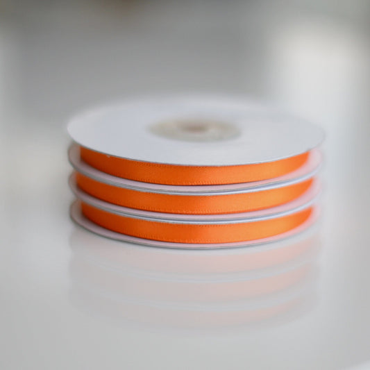 Orange double sided satin ribbon roll - 25m - Decopompoms