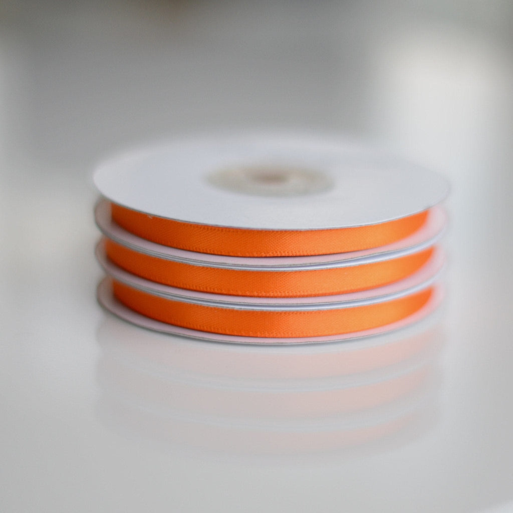 Orange double sided satin ribbon roll - 25m - Decopompoms