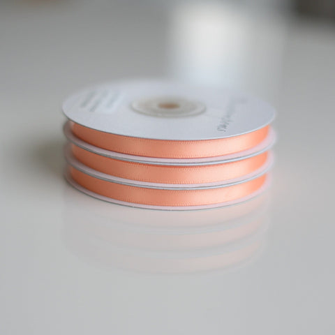 Peach double sided satin ribbon roll - 25m - Decopompoms