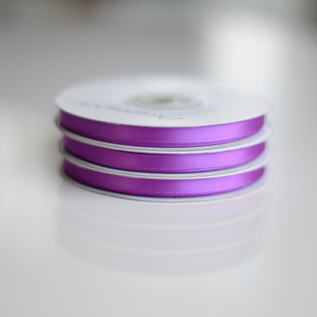 Purple double sided satin ribbon roll - 25m - Decopompoms
