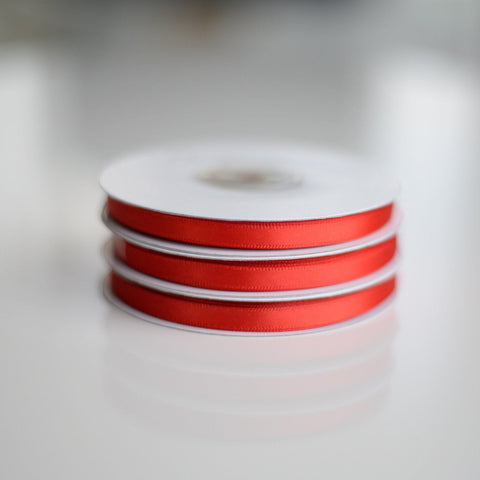 Red double sided satin ribbon roll - 25m - Decopompoms