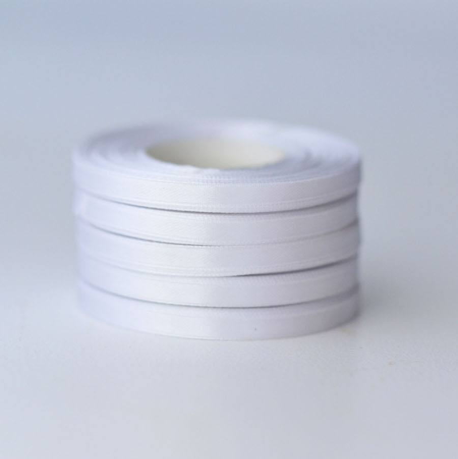 White double sided satin ribbon roll - 25m - Decopompoms
