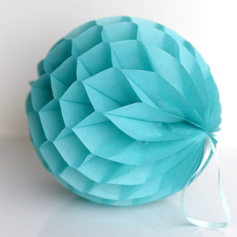 Caribbean blue/ Tiffany's paper honeycomb - hanging party decorations - Decopompoms