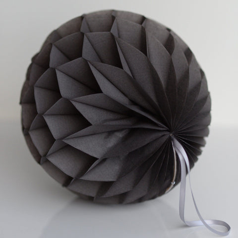 Dark grey / slate grey paper honeycomb - hanging party decorations - Decopompoms