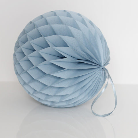 Dusty blue / vintage blue tissue paper honeycomb - hanging party decorations - Decopompoms